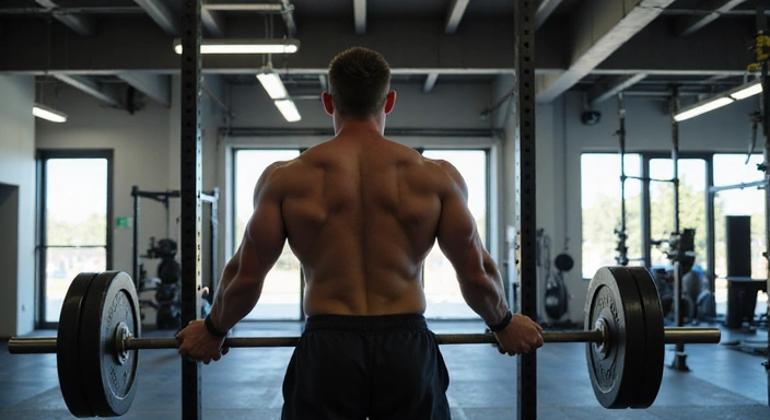 Persona haciendo ejercicio con pesas en un gimnasio