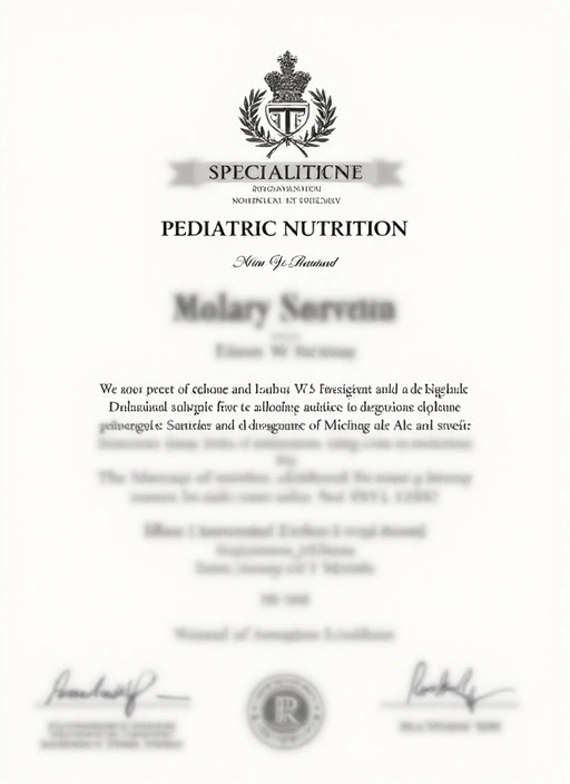 Diploma de Especialización en Nutrición Pediátrica.