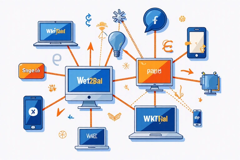 Flechas conectando diferentes sitios web y plataformas